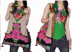 Flower Style Embroidery Shoulder Totebags 