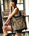 Copper coin style embroidery tote shoulder bag  1