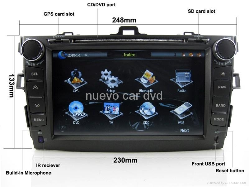 Large 8" Toyota corolla DVD with GPS Digital TV(2007-2011) 2