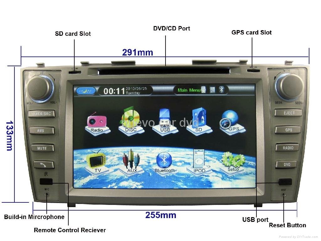 Large 8" Toyota Camry DVD with GPS ATV iPod Bluetooth Radio  2