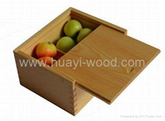 Slide Lid Wooden Box Natural Finish