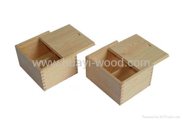 Slide Lid Wooden Box Natural Finish 2