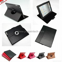 360 degree Rotary Samrt leather case for new ipad 3