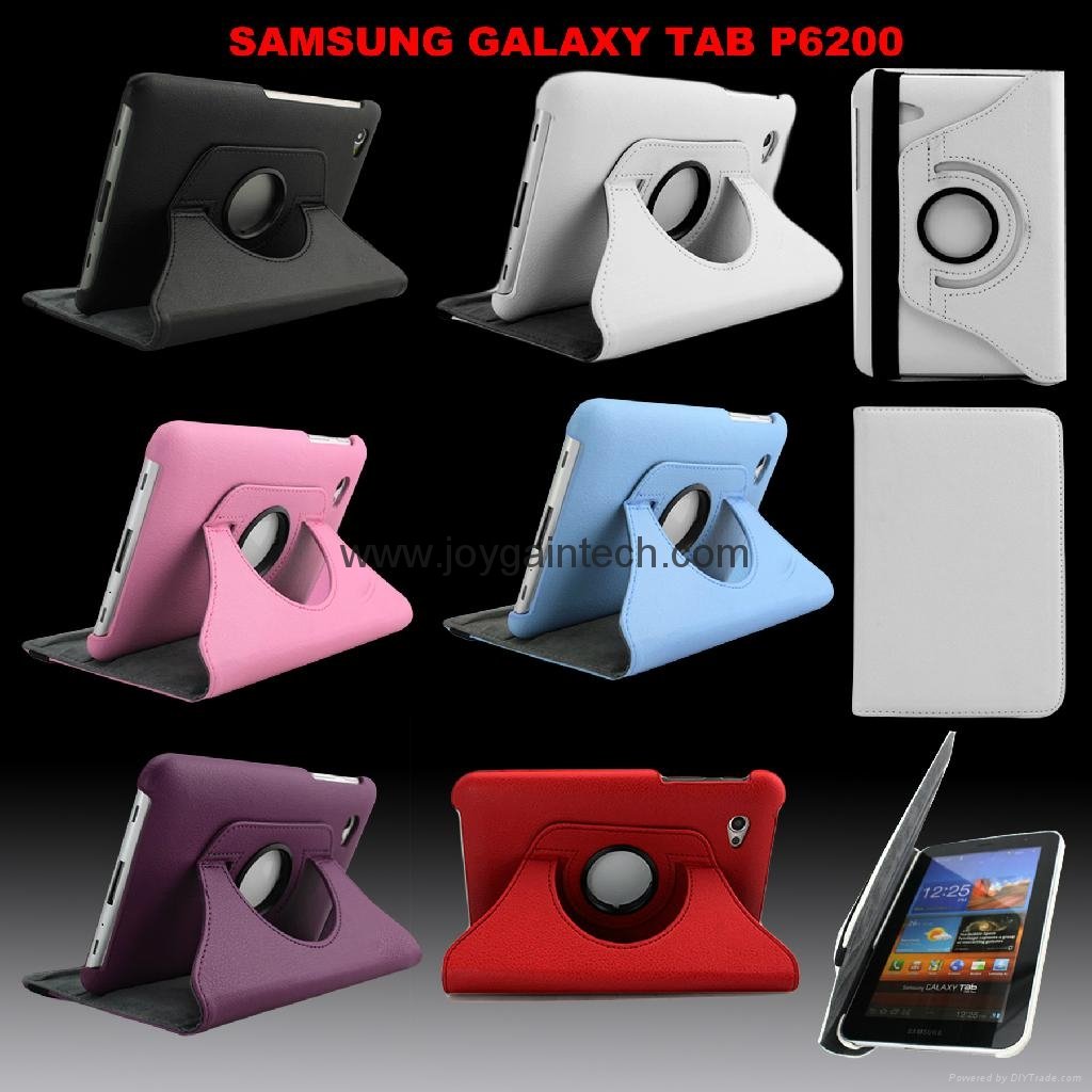 360 degree Rotary Samrt leather case for SAMSUNG Galaxy Tab P6200/6800/7300