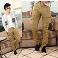 Mens casual overalls male slim pants multi-pockets pants male leisure trousers