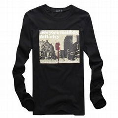 Casual mens t shirts O-neck long sleeve slim fit men t shirt with "LOST MAIL BOX