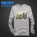 Casual mens t shirts O-neck long sleeve slim fit men t shirt with "LOST MAIL BOX 2