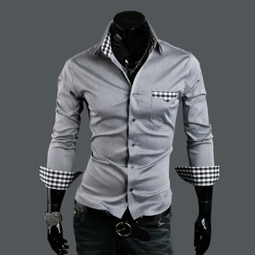 Men's plaid Shirt male long sleeve shirt slim fit shirt pure cotton ...