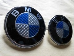 blue BMW car logo carbon emblem