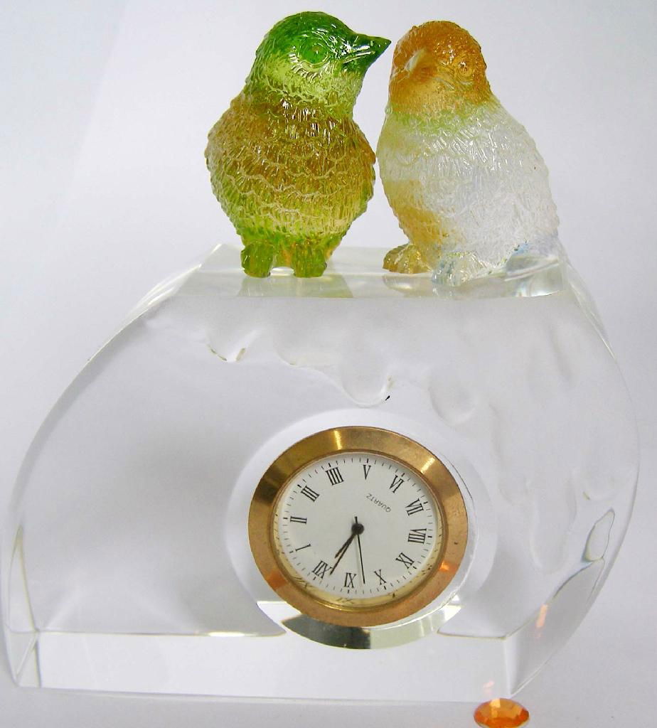 Crystal Lazurite clock with birds