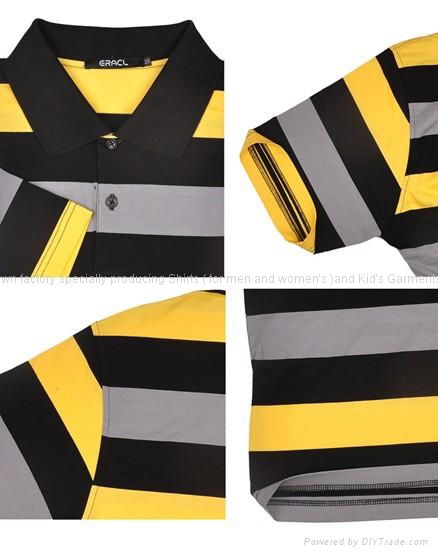 95% Cotton 5% Lycra thin strips of yellow smudge casual fashion T shirt 