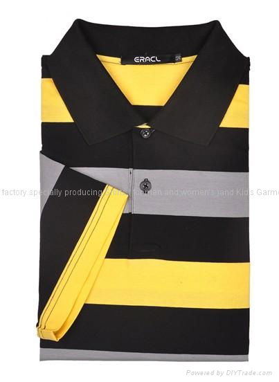 95% Cotton 5% Lycra thin strips of yellow smudge casual fashion T shirt  2