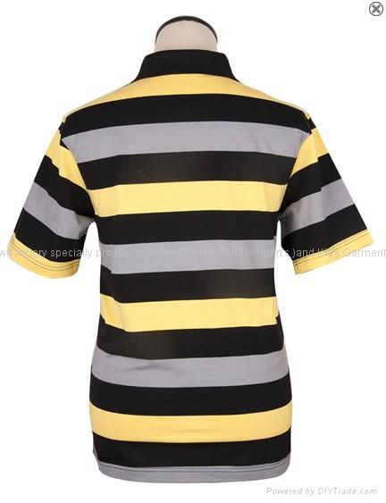 95% Cotton 5% Lycra thin strips of yellow smudge casual fashion T shirt  4