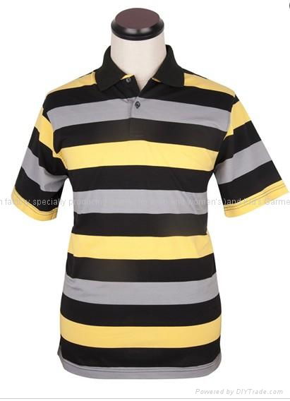 95% Cotton 5% Lycra thin strips of yellow smudge casual fashion T shirt  5