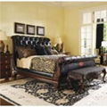 Neo-classical French Style furniture solid wood genuine leather bed 