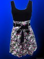 cotton lycra floral print dress with solid color on top（with belt)