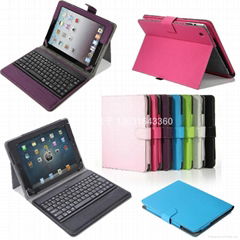 bluetooth keyboard with leather case  cover for ipad 3 
