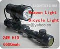 24W HID Weapon Light and Bicycle Light with 6600mah rechargeable battery