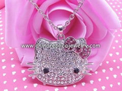 Free Shipping Wholesale Big Face Hello Kitty Necklace, Hello Kitty Pendant- Free