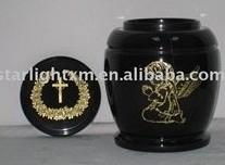 Black stone urns