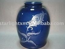 Blue porcelain urn