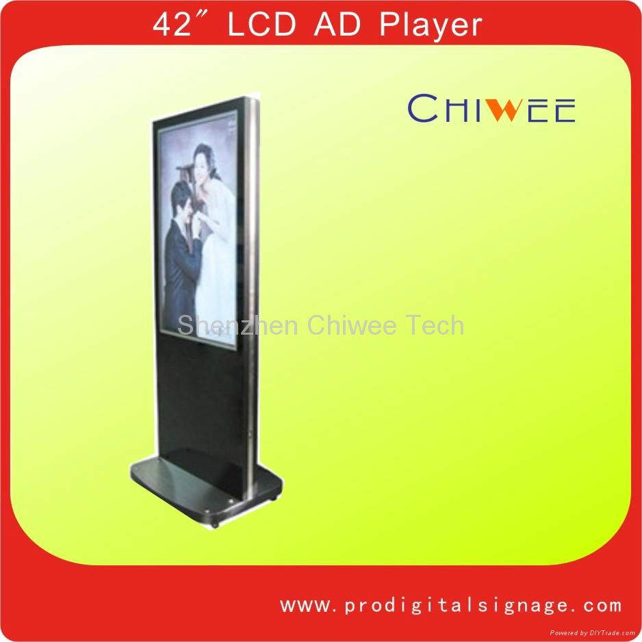 Stand Alone LCD Advertising Monitor 42 Inch, Wheel Base 42 Inch Digital Signage 