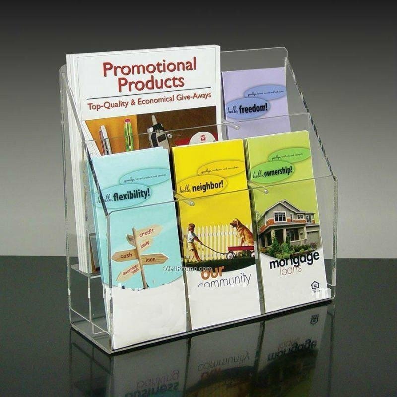 Acrylic brochure display stand multi compartments