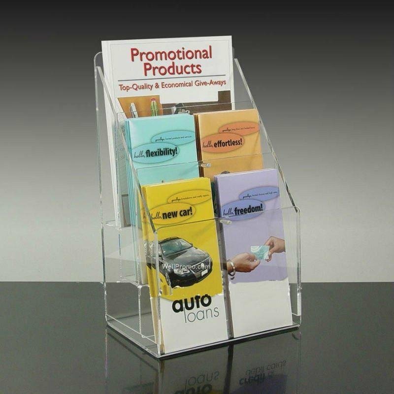 Acrylic brochure display stand multi compartments 3