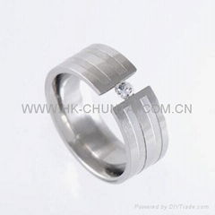 8MM SIZE 8 STAINLESS STEEL CZ BAND RING