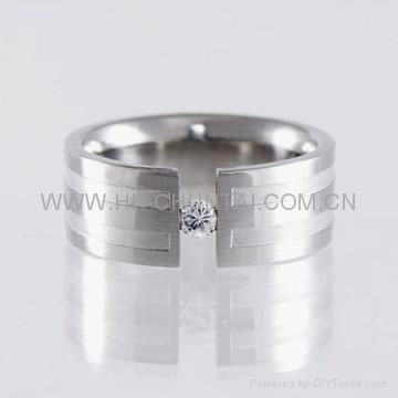 8MM SIZE 8 STAINLESS STEEL CZ BAND RING  2