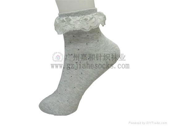 ladies seamless lace cotton socks 3