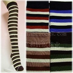 high knee women's stripes socks