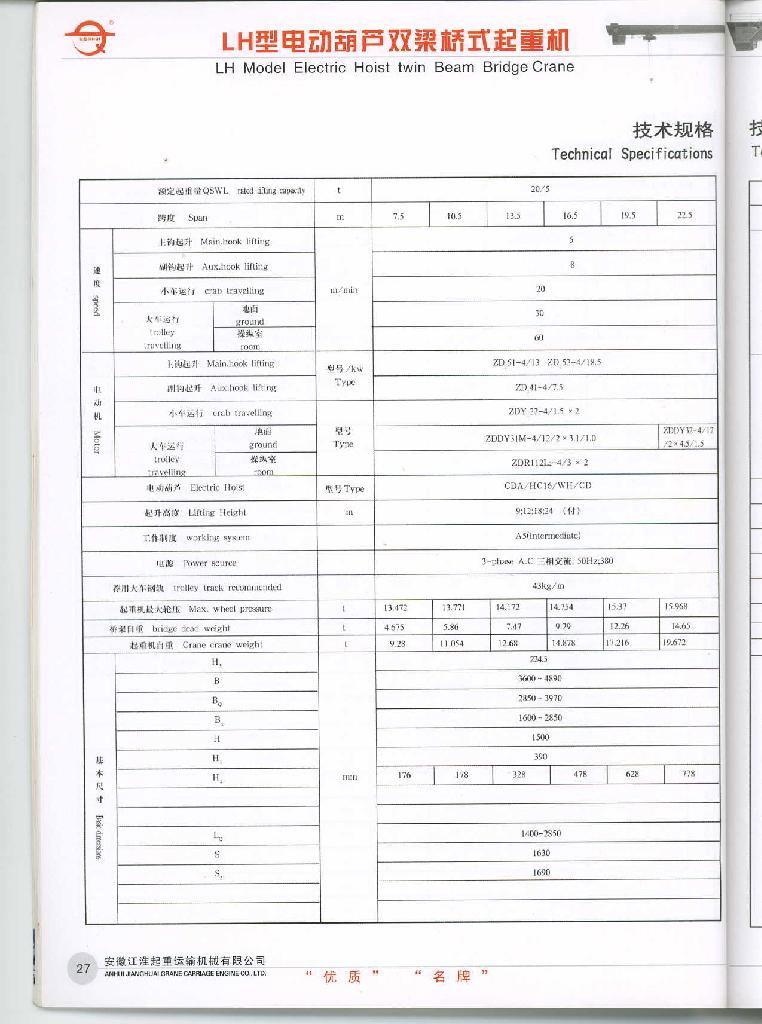 LH型电动葫芦双梁桥式起重机 5