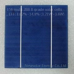 156 multi 2BB B grade solar cells, EFF: 13.2%~14.8% (3.21W~3.6W)