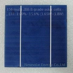 156 multi 2BB B grade solar cells, EFF: 15.0%~15.6% (3.65W~3.8W)
