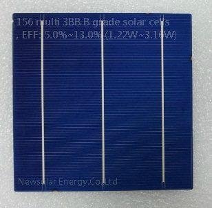 156 multi 3BB B grade solar cells, EFF: 5.0%~13.0% (1.22W~3.16W) 1