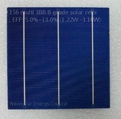 156 multi 3BB B grade solar cells, EFF: 5.0%~13.0% (1.22W~3.16W)