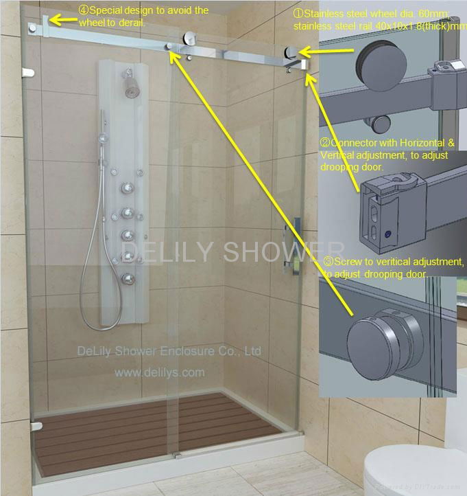 Stainless Steel Rail & Roller Shower Enclosure 3