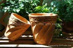 Red terracotta flowerpot 