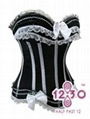 MH20 Black Corset with White Straps Corset 1