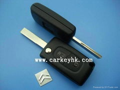 Citroen 407 2 buttons flip remote key shell blank case with groove blade CE0536