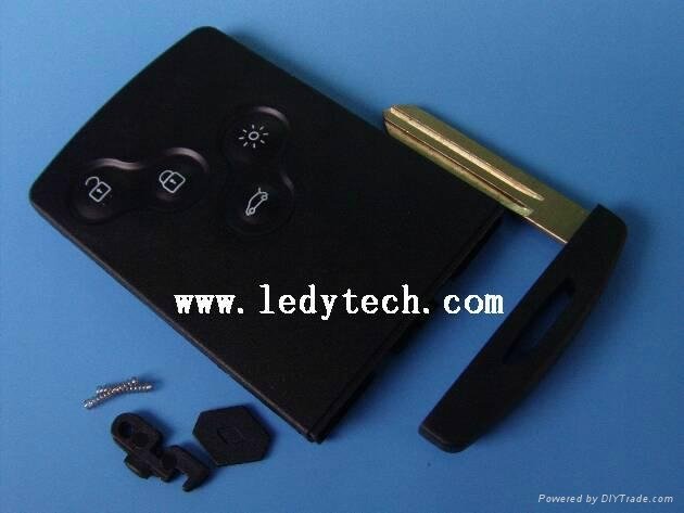 Renault Koleos 4 buttons smart key card with blade shell blank case housing 2