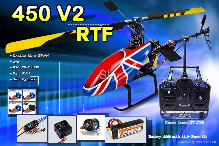 450 V2 RTF Trex Radio control RC helicopter 6Ch 3D 2