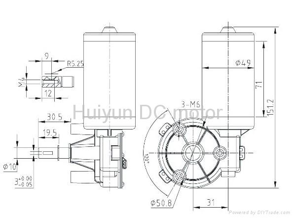 DC Worm Gear Motor D49L-2415-70 2