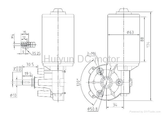 DC Worm Gear Motor D63L-2445-180 2