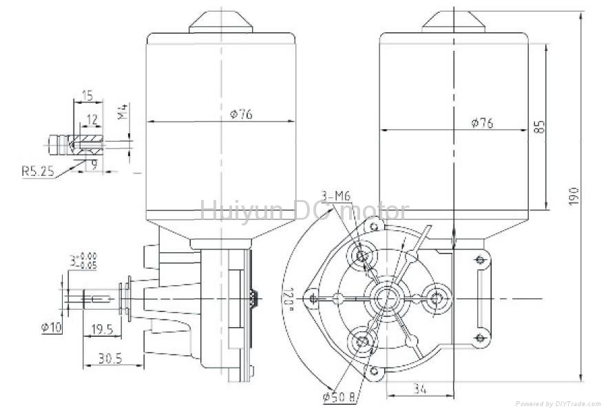 DC Worm Gear Motor D76L-2445-220 2