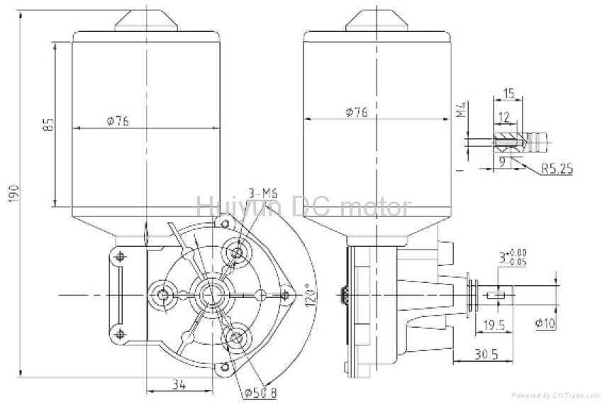 DC Worm Gear Motor D76R-2445-220 2