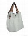 White leisure fashion Handbag with brown handle  2