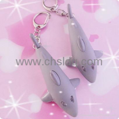 electronic gift,shark shape led sound keychain