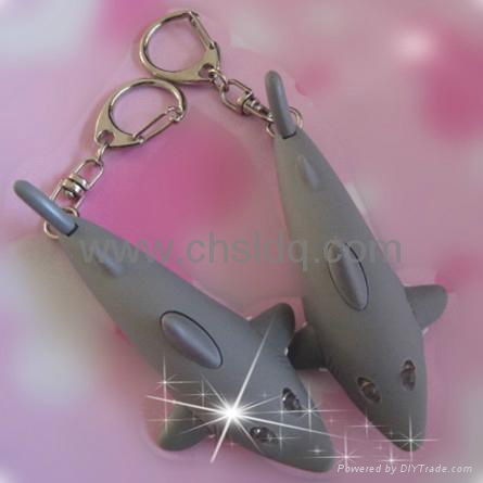 electronic gift,shark shape led sound keychain 3